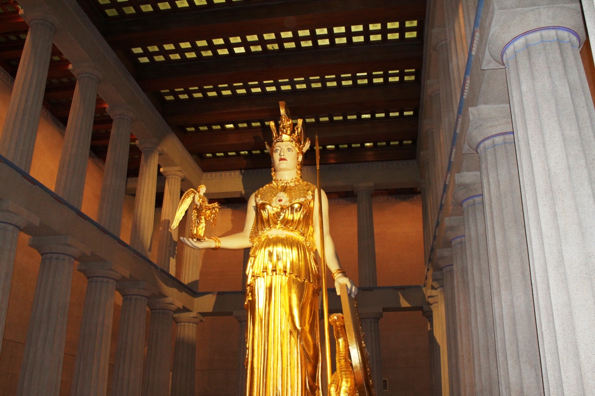 The statue of Athena inside the Nashville Parthenon is 42 feet tall. 